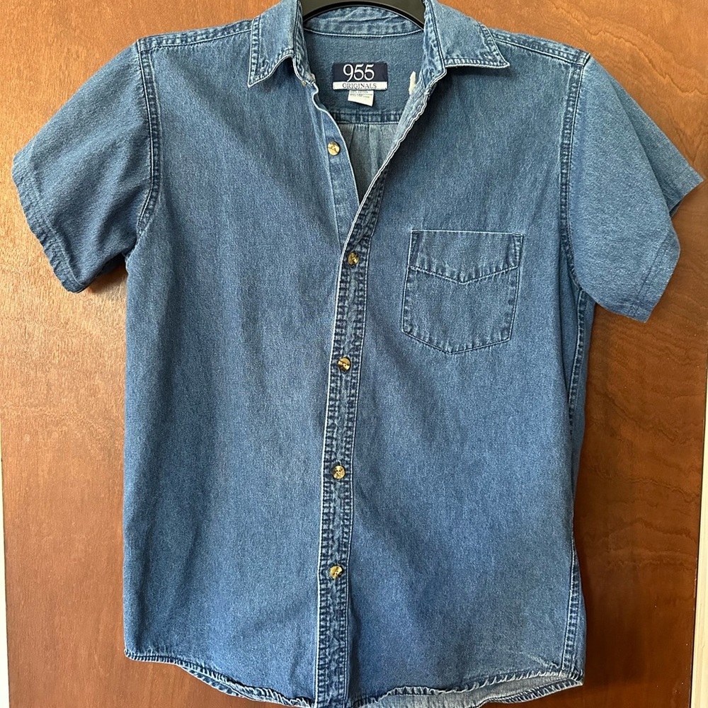 blue denim button up